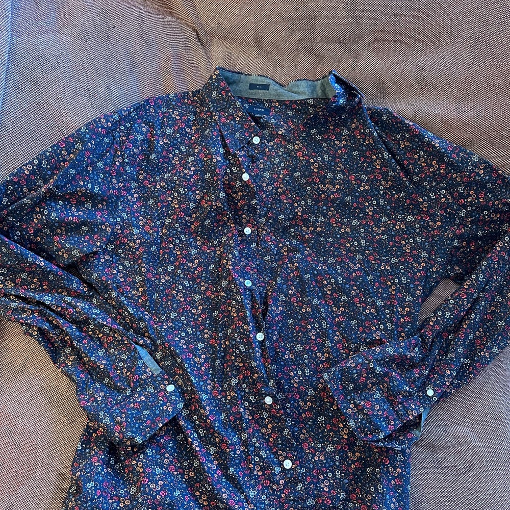 J. Crew Blue and Red floral Button Down Shirt
